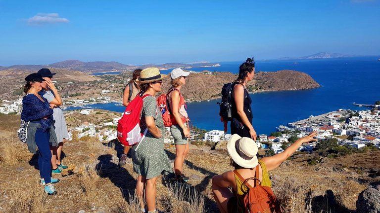 Group hiking on patmos island