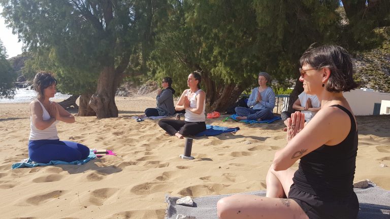 meditation on the beach on patmos island