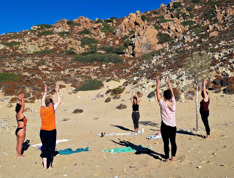 Yoga onthe beach on Patmos Island