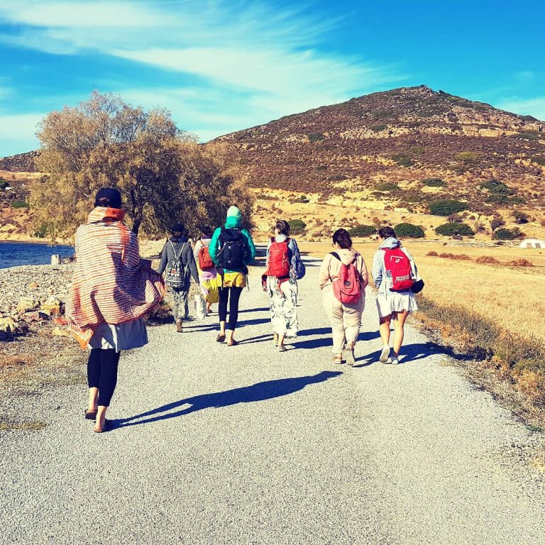 Group walking on the Yoga & Systemic Constellation Retreat :The Bridge of Change